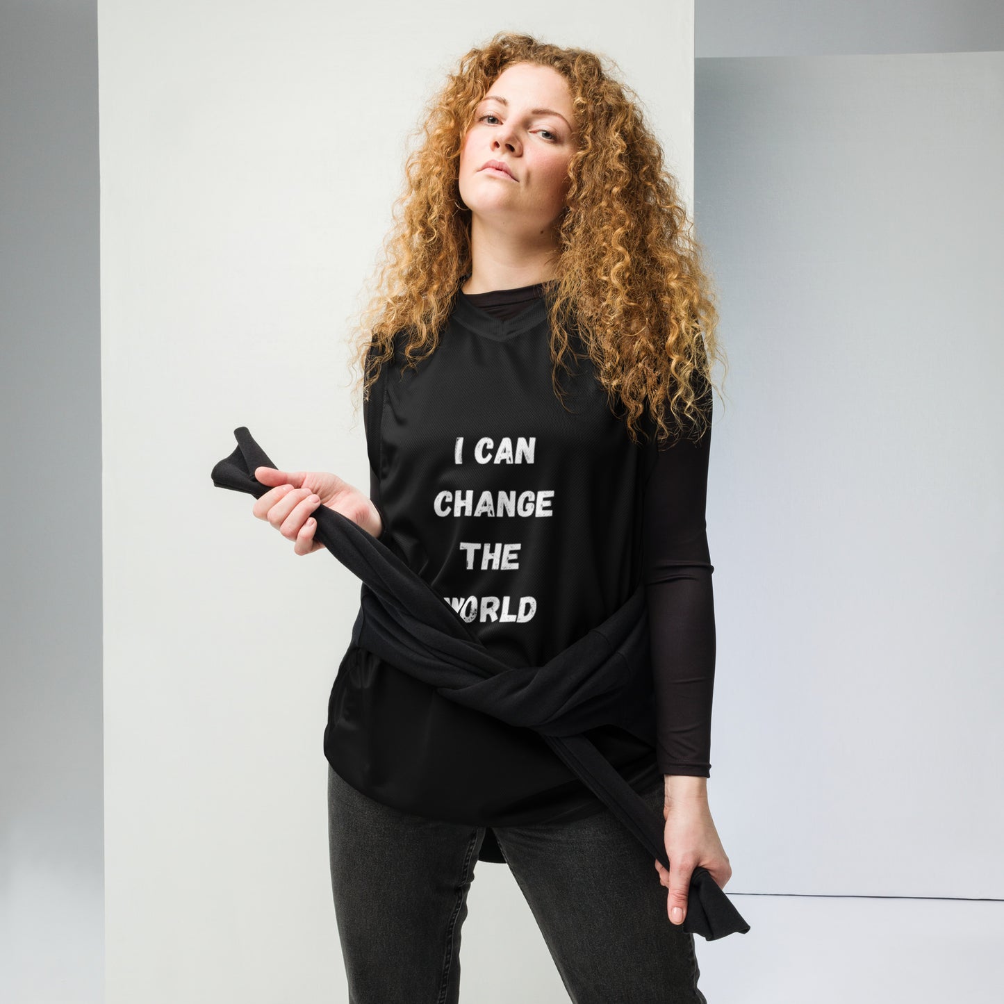 I Can Change The World - Black Recycled Unisex Sleeveless Jersey