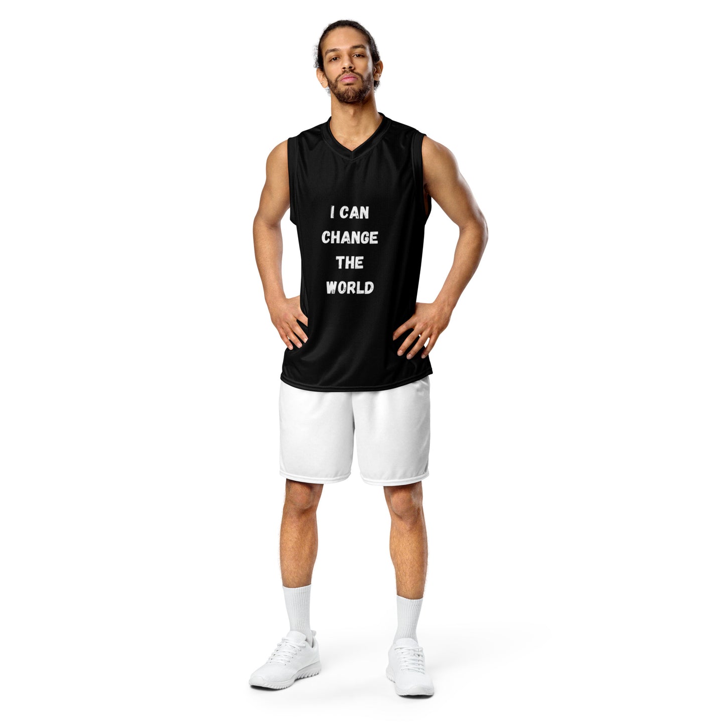 I Can Change The World - Black Recycled Unisex Sleeveless Jersey