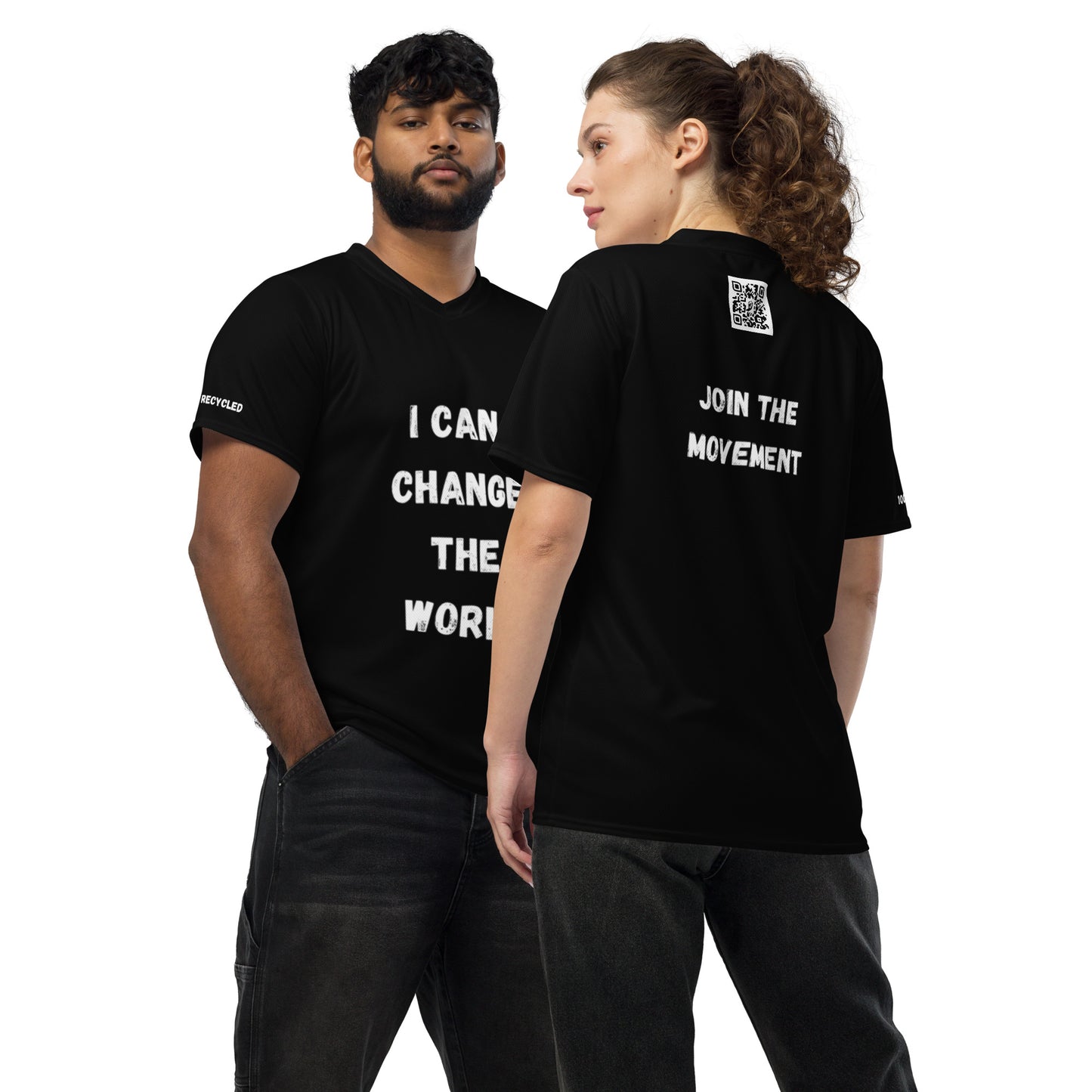 I Can Change The World - Pitch Black Recycled Unisex Sports Jersey