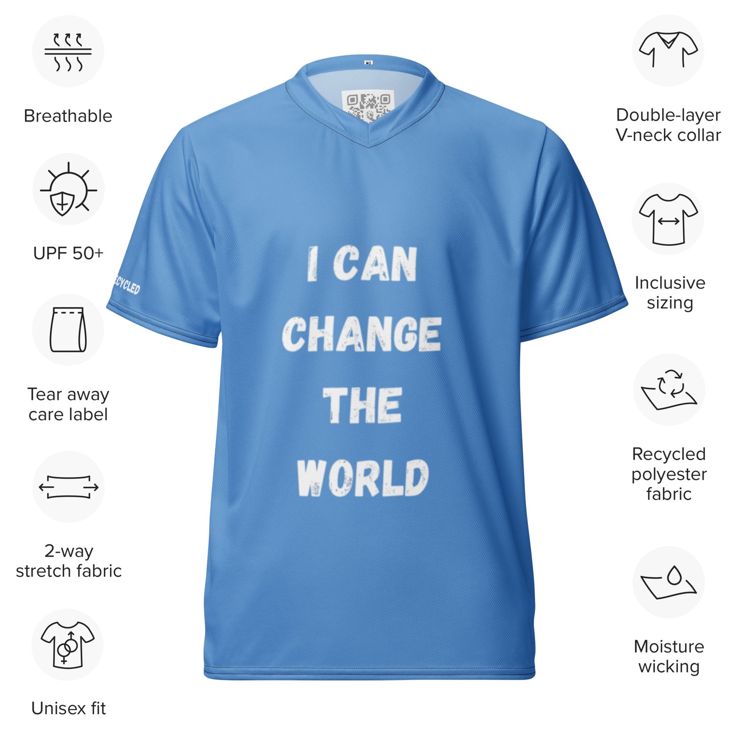 I Can Change The World - Sky Blue Recycled Unisex Sports Jersey