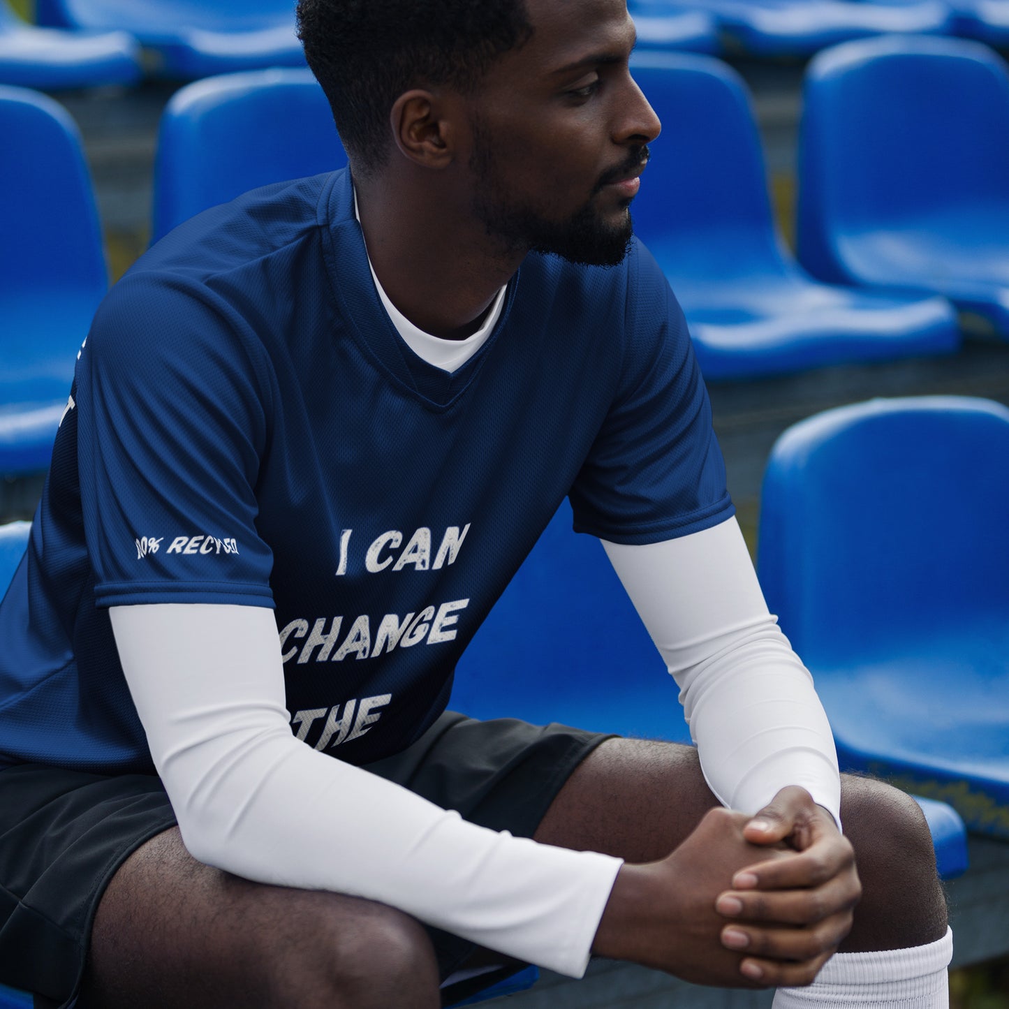 I Can Change The World - Ocean Blue Recycled Unisex Sports Jersey