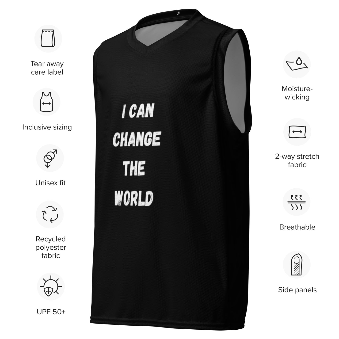 I Can Change The World - Black Recycled Unisex Sleeveless Jersey