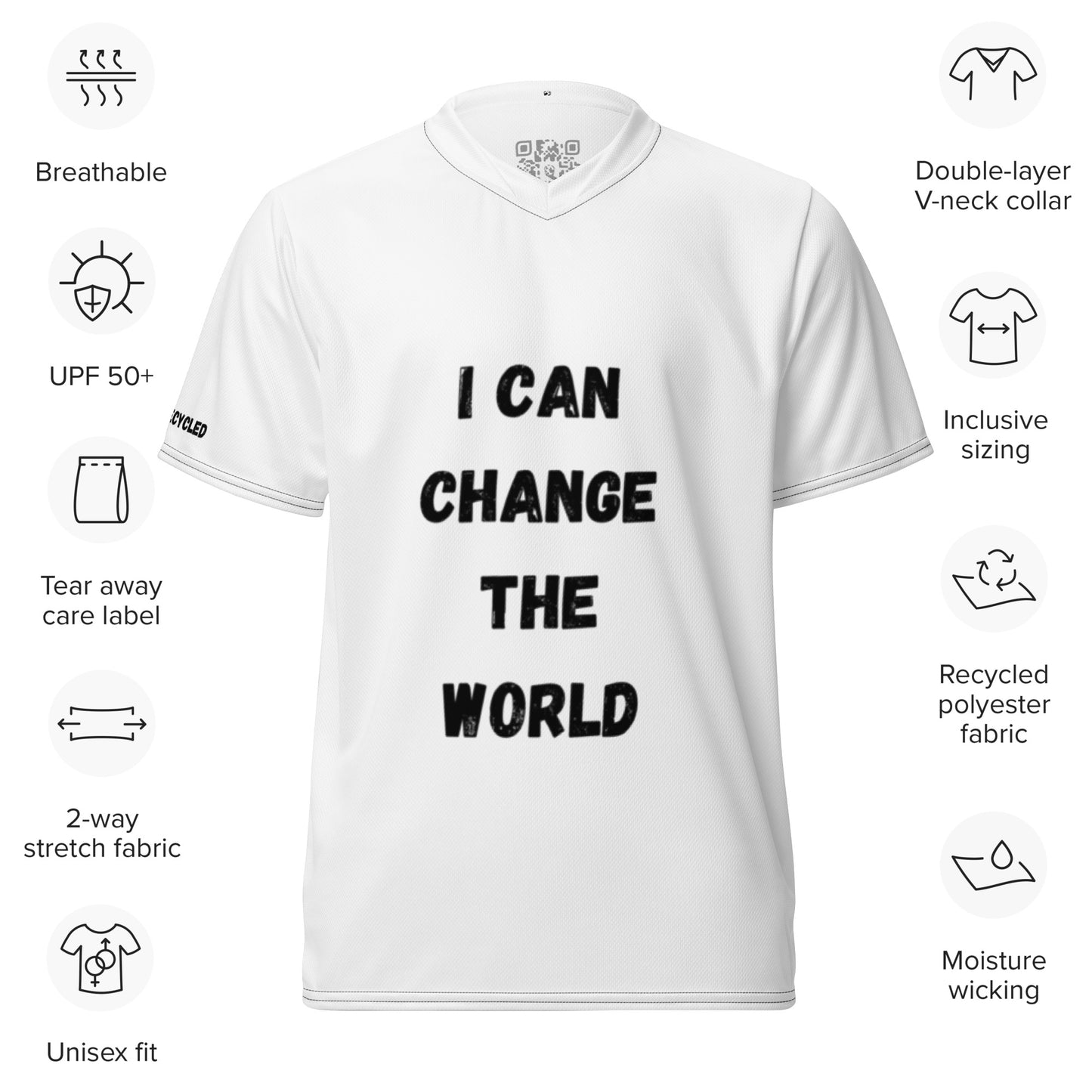 I Can Change The World - Snow White Recycled Unisex Sports Jersey