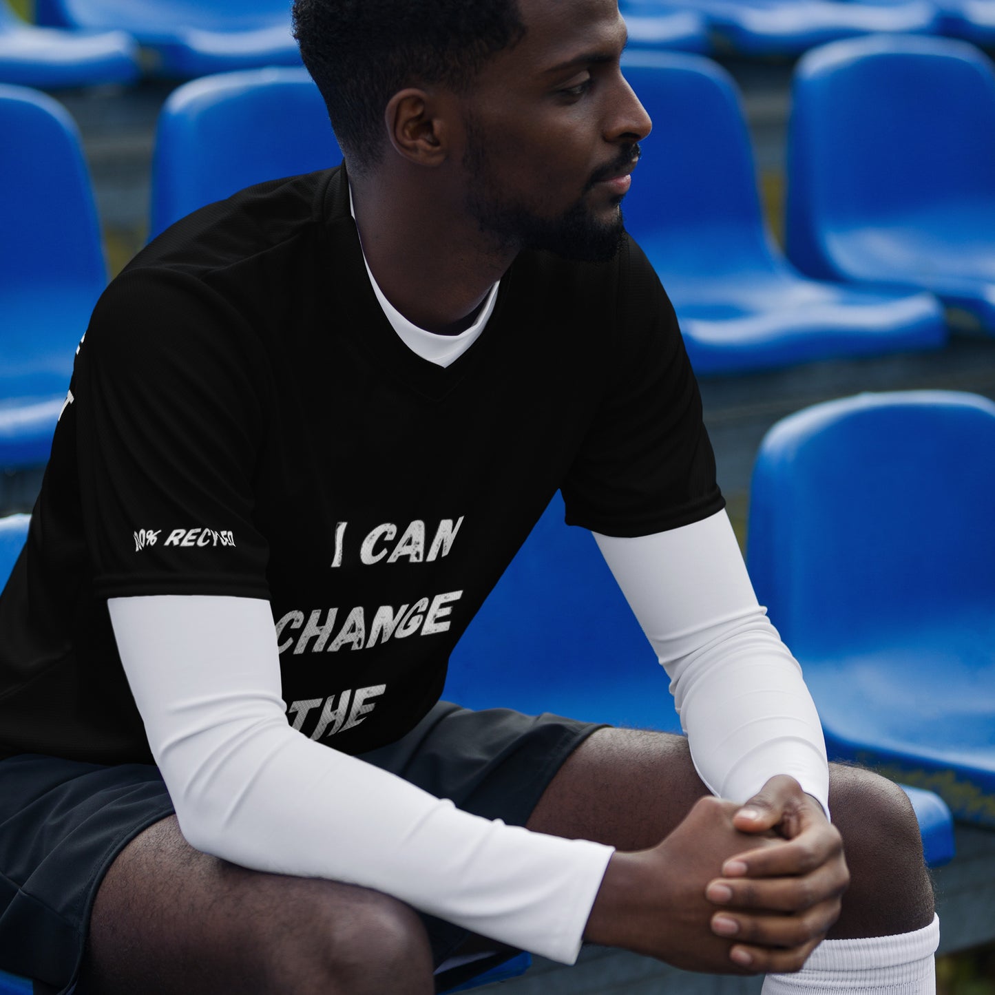 I Can Change The World - Pitch Black Recycled Unisex Sports Jersey