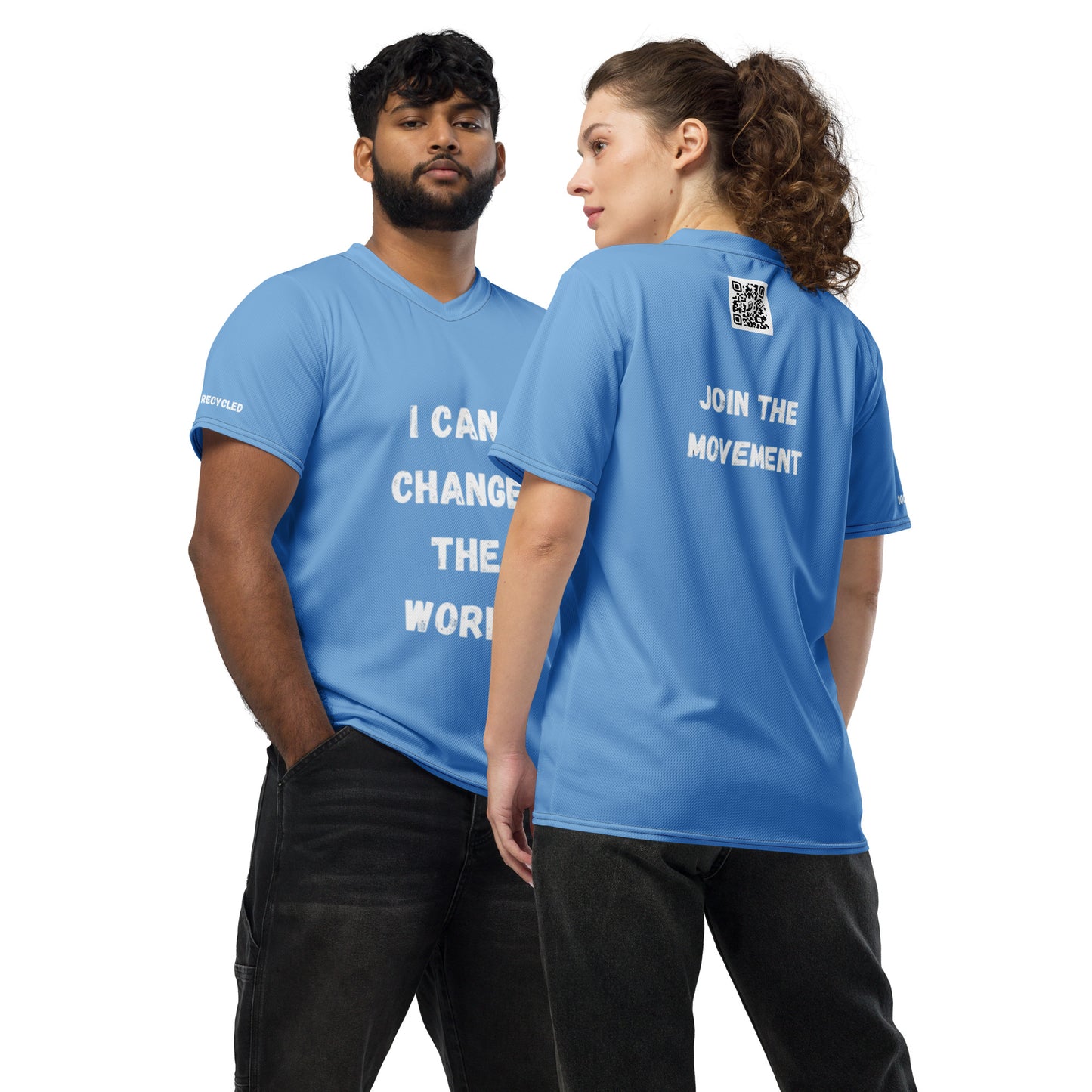 I Can Change The World - Sky Blue Recycled Unisex Sports Jersey