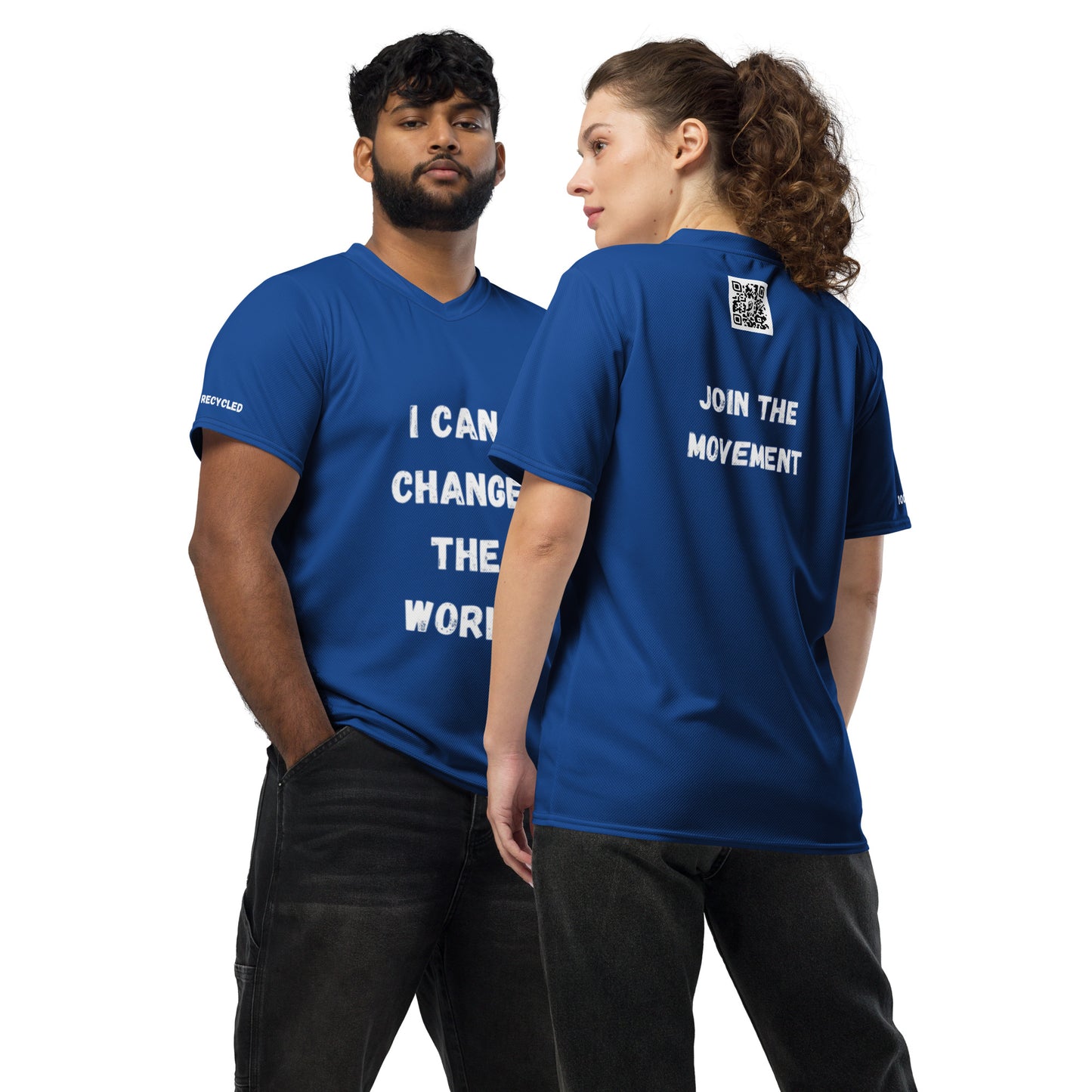 I Can Change The World - Ocean Blue Recycled Unisex Sports Jersey